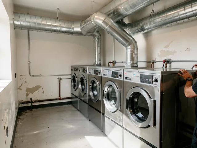 Glendora Dryer Vent Cleaning team performing large-scale commercial dryer vent cleaning in Glendora